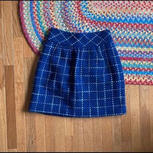 Anthropologie Wool Blend Blue A-Line Mini Skirt